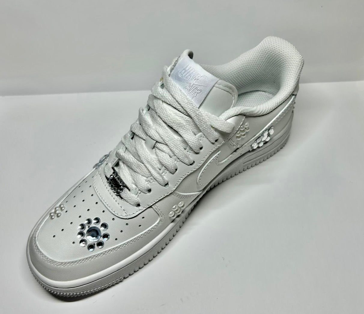 custom white air force 1 "shiny/pearl flowers"